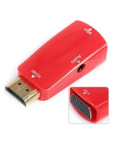 Adaptador HDMI A VGA Y Adaptador De Audio-Rojo. - Envío Gratuito