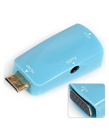 Adaptador HDMI Mini A VGA Y Adaptador De Audio-Azul. - Envío Gratuito