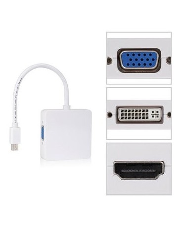 3 En 1 Mini Display Port 1.1a DP Thunderbolt A DVI VGA Adaptador - Envío Gratuito