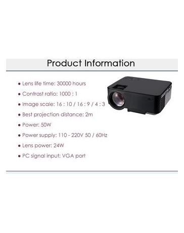 Proyector RUISHIDA M1 Portable 1500 Lumens 800x480 - Envío Gratuito