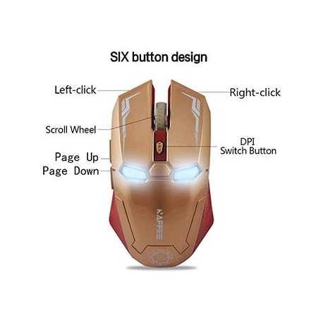 -TECHING 2.4GHz Gold Wireless Optical Mouse Mice for Computer - Envío Gratuito