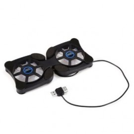 Doble plegable Dual-USB ventilador doble Cooling Pad_-BLACK - Envío Gratuito