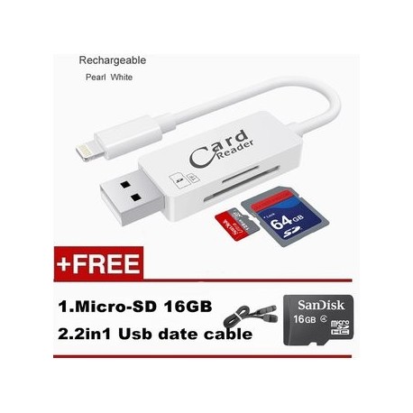 USB OTG Data Cable De Carga Para IPhone IPad Memory SD - Envío Gratuito