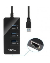 Hub USB DiGiYes 3.0 3 Puertos +RJ45 Gigabit Ethernet Puerto - Envío Gratuito