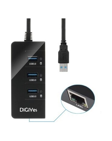 Hub USB DiGiYes 3.0 3 Puertos +RJ45 Gigabit Ethernet Puerto - Envío Gratuito