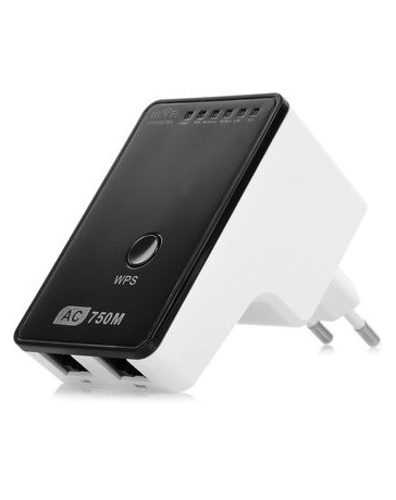 Doble banda 750Mbps Wireless AC AP Repetidor - Negro - Envío Gratuito