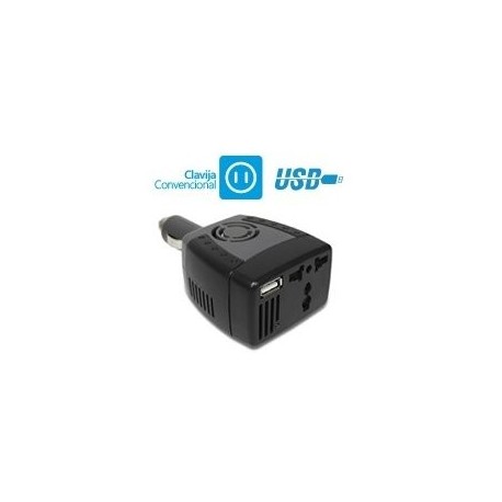 GHIA ADAPTADOR P/AUTO 1 CONTACTO 12V A 150W, 1 PTO USB 5V - Envío Gratuito