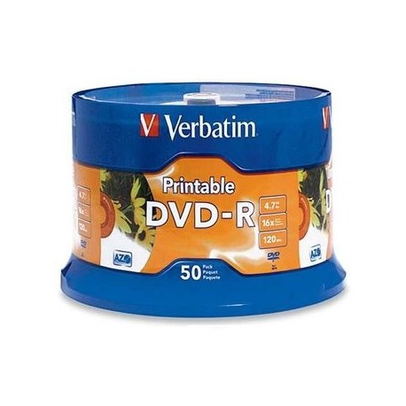 Torre DVD VERBATIM Imprimible 50PZ DVD-R 4.7GB 16X - Envío Gratuito