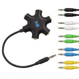 Combo De Divisor Negro De 5 Salidas De Audio Con 5 Cables - Envío Gratuito