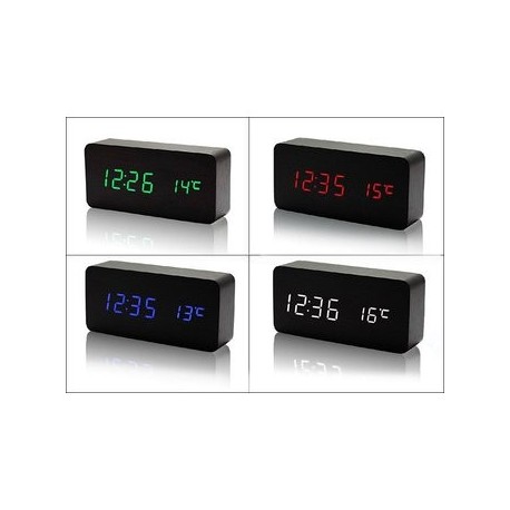 AJ6035 LED de alarma del control de sonido de madera - Envío Gratuito