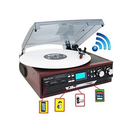 Boytone BT-37M-C Bluetooth 3-Speed Stereo Turntable - Envío Gratuito