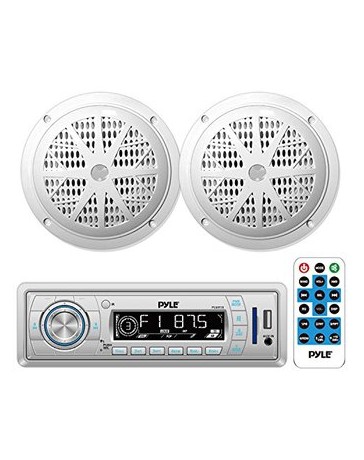 Pyle Stereo Radio Headunit Receiver & Waterproof Speaker Kit - Envío Gratuito