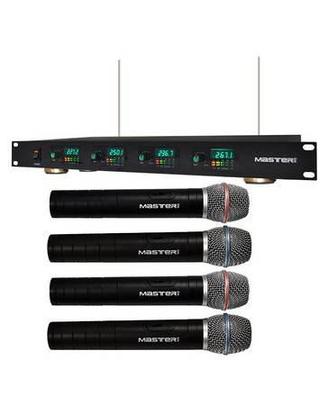 Sistema 4 Micrófonos Inalámbricos Vhf Master MS-MIC4VHF - Envío Gratuito