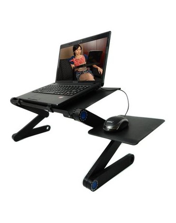 Mesa Plegable de aluminio con 2 Ventiladores para Laptop - Envío Gratuito