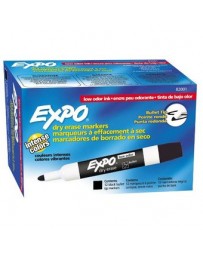 Expo Low Odor Bullet Tip Dry Erase Markers, 12 Black Markers (82001) - Envío Gratuito
