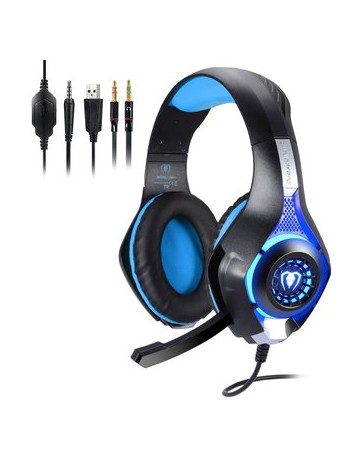 Megadream Professional 3.5mm Gaming Bass LED Stereo O -Azul - Envío Gratuito