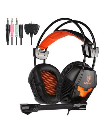 GT SADES SA921 3.5mm Professional Stereo Sound PC Ga -Negro - Envío Gratuito
