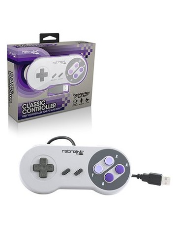 Nuevo Control Clasico Super Nintendo SNES USB para PC y Mac-Gris - Envío Gratuito