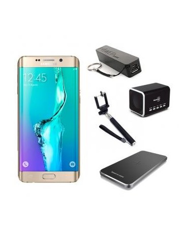 Smartphone Samsung Galaxy S6 Edge Plus Dorado 32GB Desbloqueado Cargador Inalambrico Bateria portatil Bocina Selfie stick - Enví