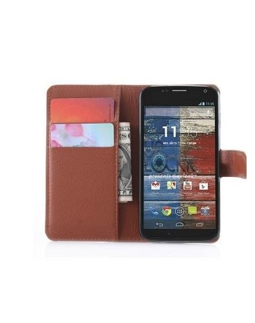 Caso del soporte del tirón de la carpeta con las ranuras de tarjetas integrado,  Para Motolora Moto X X - Envío Gratuito