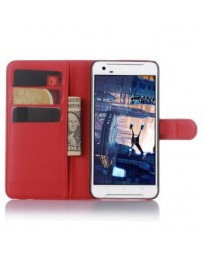 Stand Flip Wallet Case with Built-in Card Slots, Premium PU Leather Wallet Cover Case for HTC One X9 Smartphone(Red) - Envío Gra