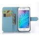cuero con soporte plegable de ranuras para tarjetas de crédito titular de identificación para Samsung J5-Azul - Envío Gratuito