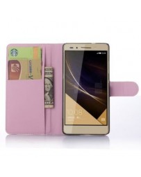 Cartera de cuero del soporte del tirón Ranura para tarjeta de cubierta de la caja del teléfono para Huawei Honor 7-Rosa - Envío 