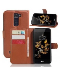 Flip  folio carpeta de cuero de la PU cubierta de la caja de la bolsa con las ranuras del soporte  Card para LG K8-Marron - Enví