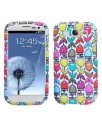 Funda Protector Samsung Galaxy SIII Blanco Flores Colores - Envío Gratuito
