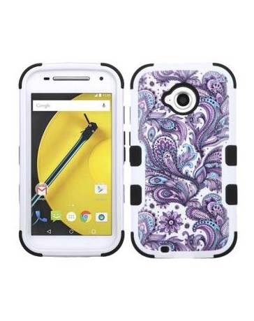 FUNDA PROTECTOR DOBLE-MOTOROLA-MOTO E E2 SEGUNDA GENERACION XT1511-FLORES MORADAS - Envío Gratuito