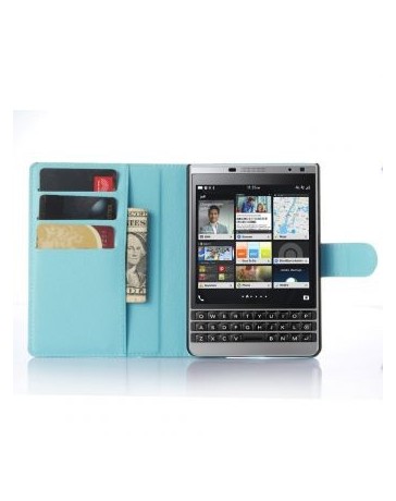 Caso compatible ranura superior de cuero Para BlackBerry Passport Silver Edition (Azul) - Envío Gratuito