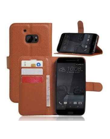Cajas protectoras de la cubierta del tirón con el portatarjetas del soporte Para Htc M10 HTC 10-Marron - Envío Gratuito
