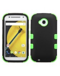 FUNDA PROTECTOR DOBLE-MOTOROLA-MOTO E E2 SEGUNDA GENERACION XT1511-NEGRO CON VERDE - Envío Gratuito