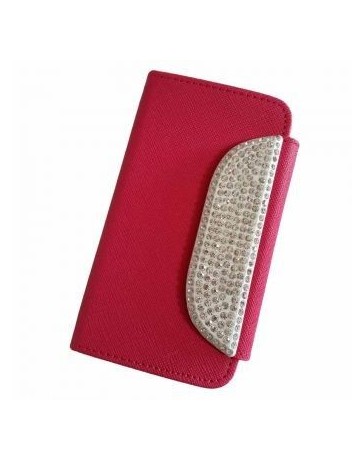 Funda Flip Diamond OHR Cell FUFLIPDIAOT5020FU para ALCATEL OT5020ONE TOUCH M POP-Fucsia - Envío Gratuito