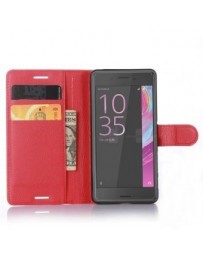 Flip PU Leather Card Slot Case Magnetic Closure Stand Cover Fashion Wallet Case for Sony Xperia X Performance-Red - Envío Gratui