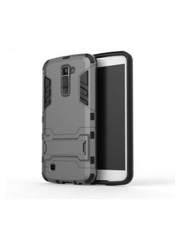 Armor Case Hybrid Heavy Duty Hard Cover Case for LG K10 Stand Case with kickstand (Gray) - Envío Gratuito