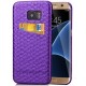 Cáscara del teléfono de la tarjeta de la sirena de cuero pasta de diamante Para S7 Edge - Purple - Envío Gratuito