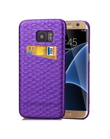 Cáscara del teléfono de la tarjeta de la sirena de cuero pasta de diamante Para S7 Edge - Purple - Envío Gratuito