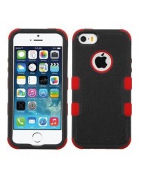 Funda Case para Iphone SE  Iphone 5s Doble Protector de Uso Rudo-Negro con Rojo - Envío Gratuito