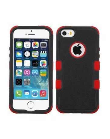 Funda Case para Iphone SE  Iphone 5s Doble Protector de Uso Rudo-Negro con Rojo - Envío Gratuito