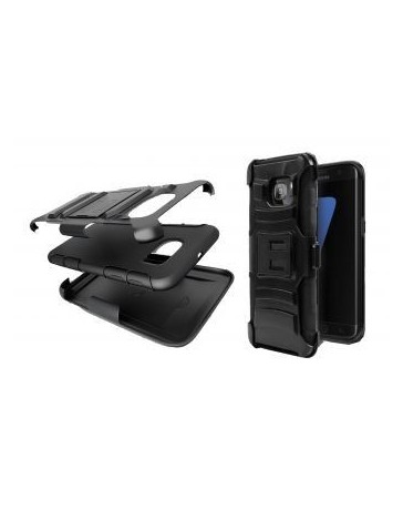 Funda Case con Clip para Samsung Galaxy S7 EDGE Triple Protector de Uso Rudo -Negro - Envío Gratuito