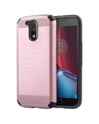 Funda Case para Motorola Moto G4 Plus  Moto G4 Doble Protector de Uso Rudo Plástico con Aspecto Metalico-Rose Gold - Envío Gratu