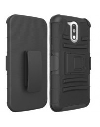 Funda Case con Clip para Motorola Moto G4 Plus  Moto G 4ta Gen. Triple Protector de Uso Rudo Anti Shock-Negro - Envío Gratuito