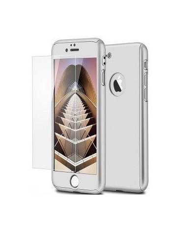 Funda protector case Híbrido cristal templado + acrílico cubierta estuche rígido 3 en 1 para iPhone 6 Plus  6s Plus（Plata） - Env