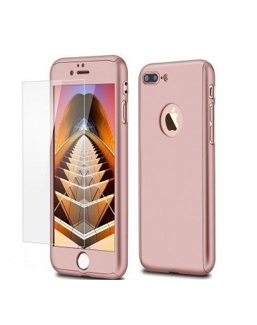 Funda protector case Híbrido cristal templado + acrílico cubierta estuche rígido 3 en 1 para iPhone 7 Plus（Rosa） - Envío Gratuit