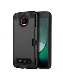 Funda Case para Motorola Moto Z Play Doble Protector de Plástico Card to Go para Uso Rudo-Negro - Envío Gratuito