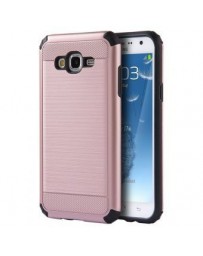 Funda Case para Samsung Galaxy J7 Doble Protector Uso Rudo de Plastico con Aspecto Metalico-Rose Gold - Envío Gratuito