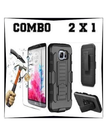 Kit Funda Protector Uso Rudo con Clip Más Mica de Cristal Templado Huawei P9 Plus - Envío Gratuito