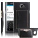 PU de la carpeta del cuero Cajas protectoras de la cubierta del tirón con el portatarjetas del soporte para Blackberry - Envío G