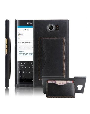 PU de la carpeta del cuero Cajas protectoras de la cubierta del tirón con el portatarjetas del soporte para Blackberry - Envío G
